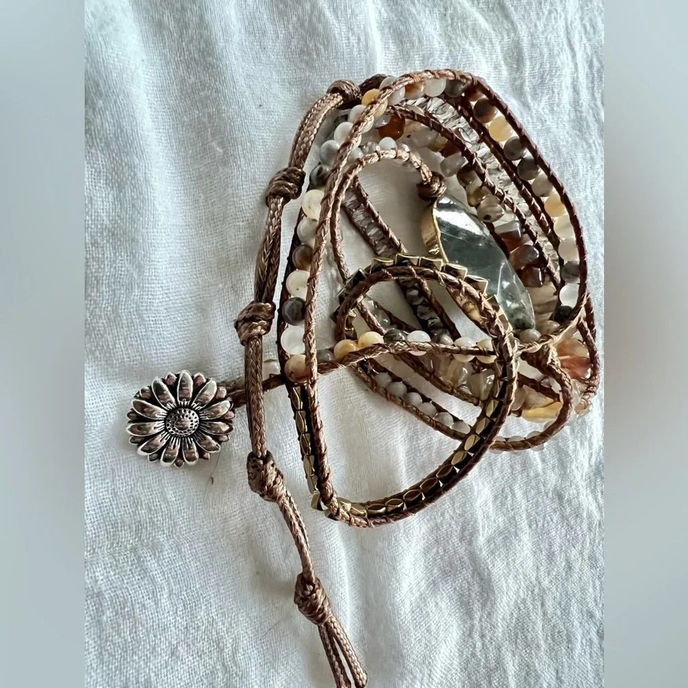 Labradorite + Botswana Agate Wrap Bracelet